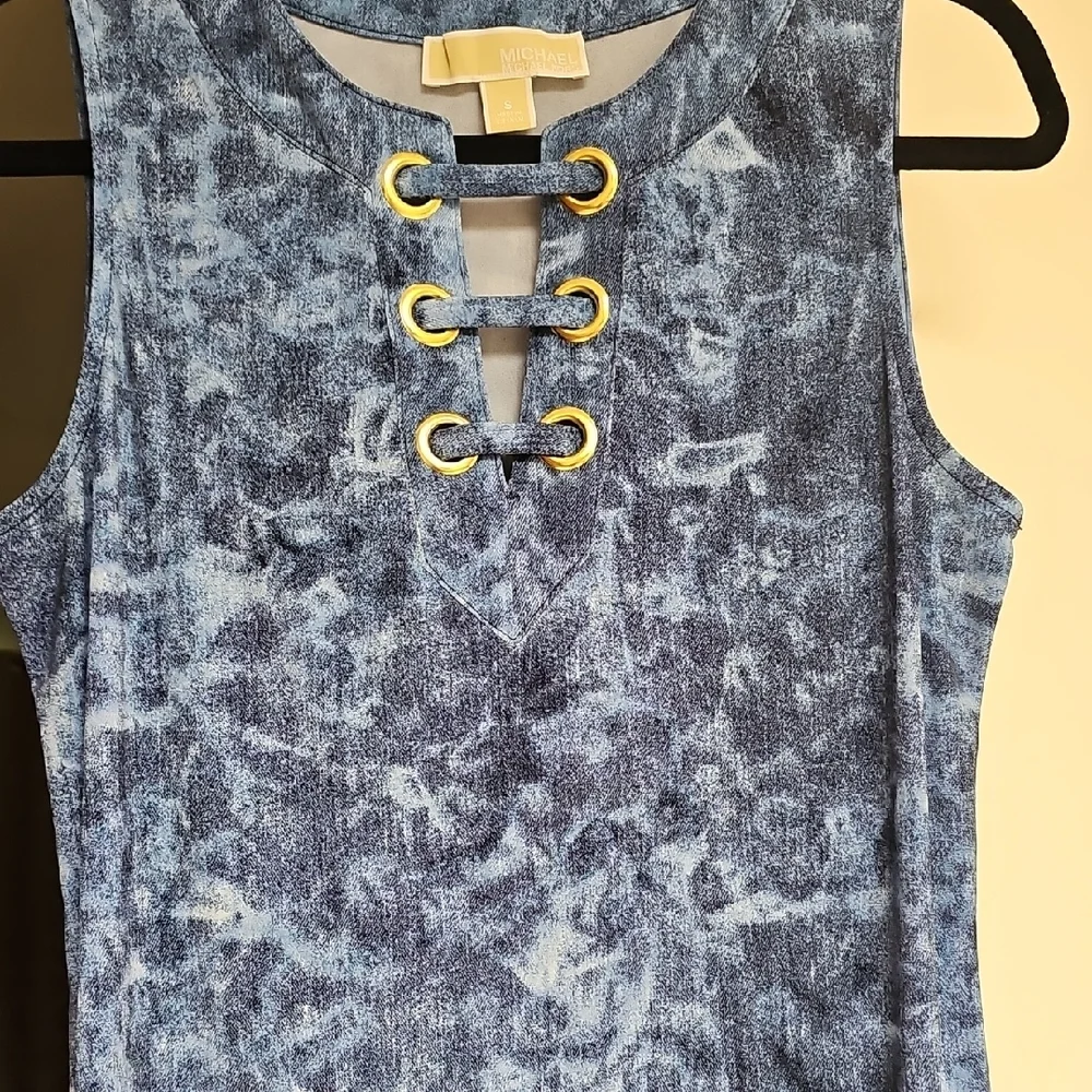Michael Kors Blue Sleeveless Sheath Mini Dress